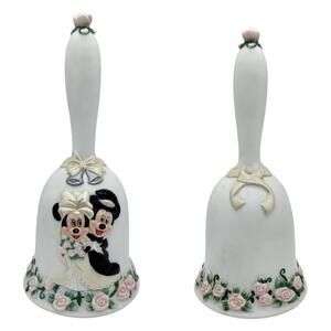 Vintage Disneyland Resort Mickey & Minnie Ceramic 3D Floral Roses Wedding Bell